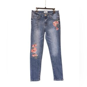 Kensie Skinny Jeans with Floral Rose Embroidery